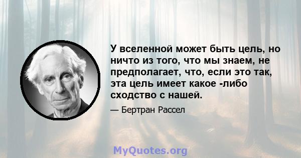 У вселенной может быть цель, но ничто из того, что мы знаем, не предполагает, что, если это так, эта цель имеет какое -либо сходство с нашей.