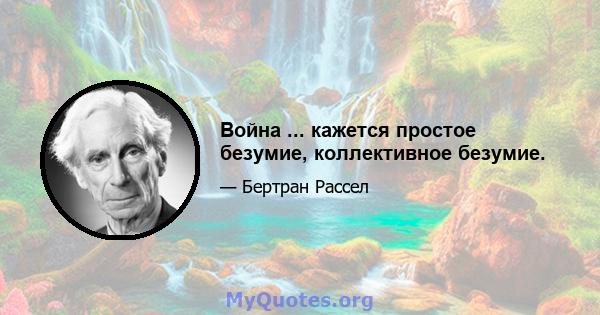 Война ... кажется простое безумие, коллективное безумие.