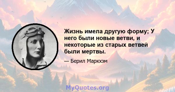 Жизнь имела другую форму; У него были новые ветви, и некоторые из старых ветвей были мертвы.