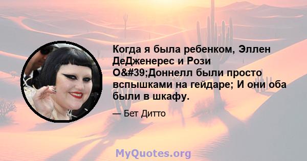 Когда я была ребенком, Эллен ДеДженерес и Рози О'Доннелл были просто вспышками на гейдаре; И они оба были в шкафу.