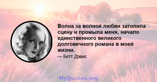 Волна за волной любви затопила сцену и промыла меня, начало единственного великого долговечного романа в моей жизни.