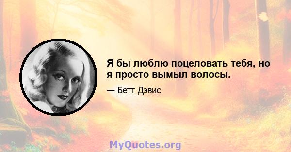 Я бы люблю поцеловать тебя, но я просто вымыл волосы.