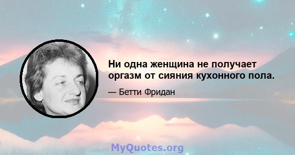 Ни одна женщина не получает оргазм от сияния кухонного пола.