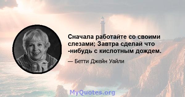 Сначала работайте со своими слезами; Завтра сделай что -нибудь с кислотным дождем.