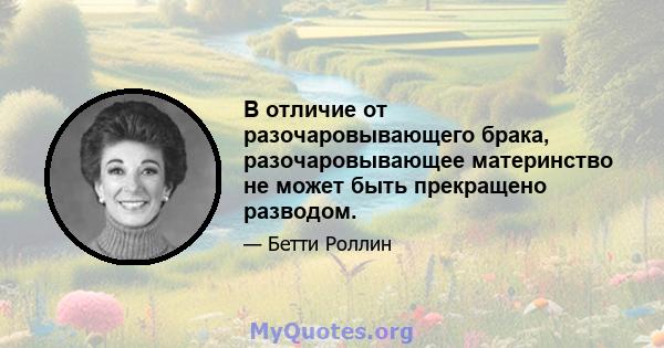 В отличие от разочаровывающего брака, разочаровывающее материнство не может быть прекращено разводом.