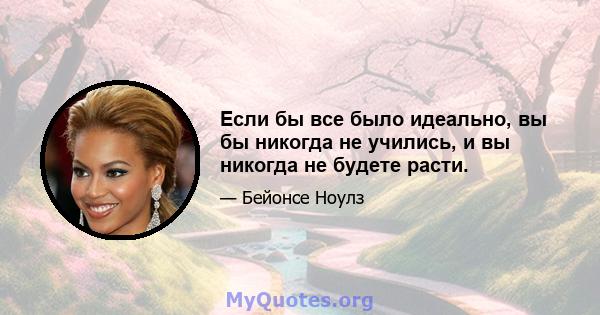 Если бы все было идеально, вы бы никогда не учились, и вы никогда не будете расти.