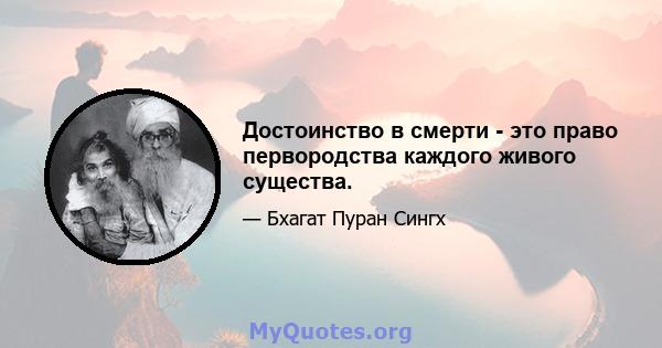 Достоинство в смерти - это право первородства каждого живого существа.