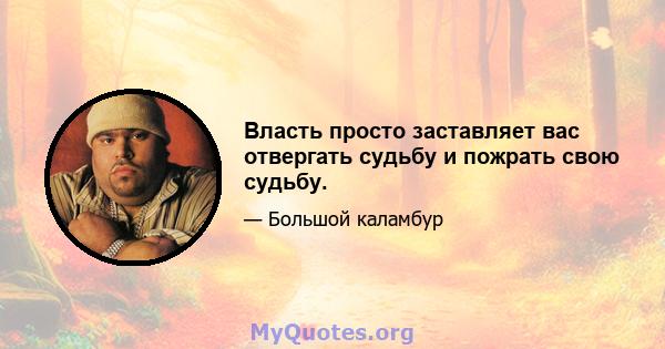 Власть просто заставляет вас отвергать судьбу и пожрать свою судьбу.