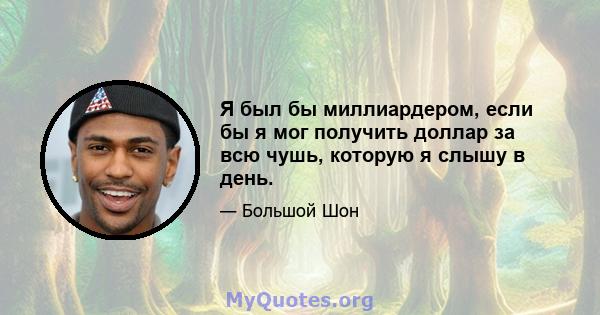 Я был бы миллиардером, если бы я мог получить доллар за всю чушь, которую я слышу в день.