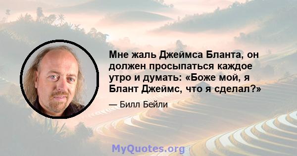 Мне жаль Джеймса Бланта, он должен просыпаться каждое утро и думать: «Боже мой, я Блант Джеймс, что я сделал?»