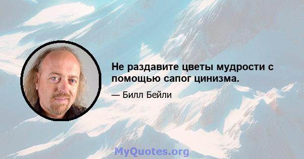 Не раздавите цветы мудрости с помощью сапог цинизма.