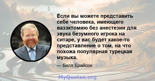 Если вы можете представить себе человека, имеющего вазэктомию без анестезии для звука безумного игрока на ситаре, у вас будет какое-то представление о том, на что похожа популярная турецкая музыка.