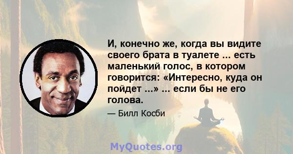 И, конечно же, когда вы видите своего брата в туалете ... есть маленький голос, в котором говорится: «Интересно, куда он пойдет ...» ... если бы не его голова.