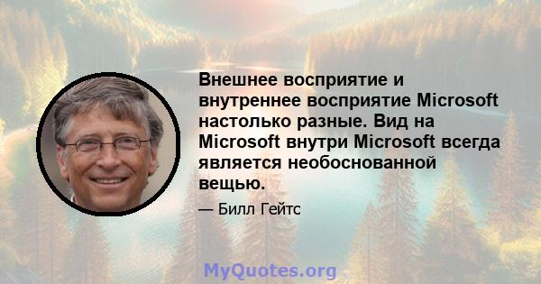 Внешнее восприятие и внутреннее восприятие Microsoft настолько разные. Вид на Microsoft внутри Microsoft всегда является необоснованной вещью.