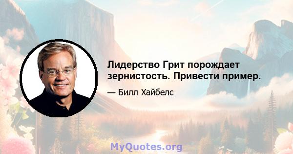 Лидерство Грит порождает зернистость. Привести пример.