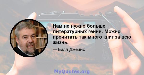 Нам не нужно больше литературных гений. Можно прочитать так много книг за всю жизнь.