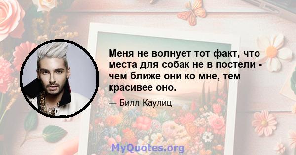 Меня не волнует тот факт, что места для собак не в постели - чем ближе они ко мне, тем красивее оно.