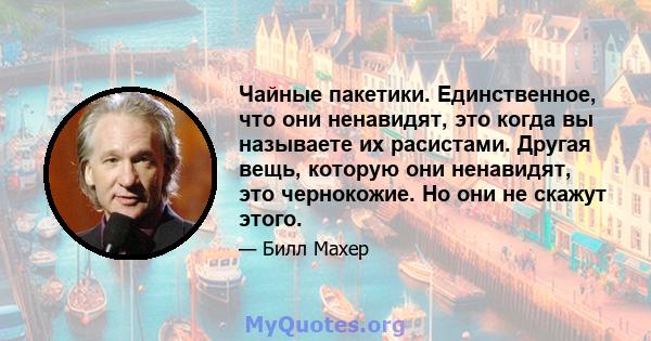 Чайные пакетики. Единственное, что они ненавидят, это когда вы называете их расистами. Другая вещь, которую они ненавидят, это чернокожие. Но они не скажут этого.