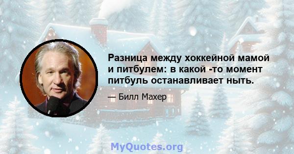 Разница между хоккейной мамой и питбулем: в какой -то момент питбуль останавливает ныть.