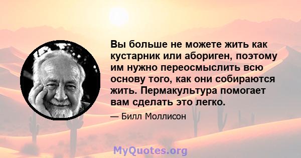 Вы больше не можете жить как кустарник или абориген, поэтому им нужно переосмыслить всю основу того, как они собираются жить. Пермакультура помогает вам сделать это легко.