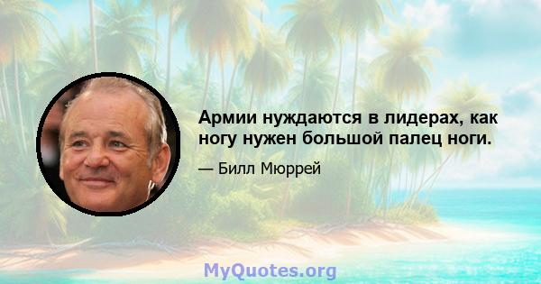 Армии нуждаются в лидерах, как ногу нужен большой палец ноги.