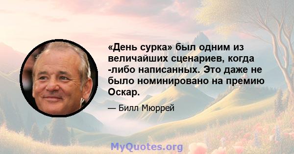 «День сурка» был одним из величайших сценариев, когда -либо написанных. Это даже не было номинировано на премию Оскар.