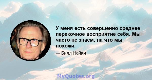 У меня есть совершенно среднее перекочное восприятие себя. Мы часто не знаем, на что мы похожи.