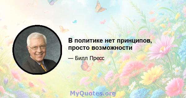 В политике нет принципов, просто возможности