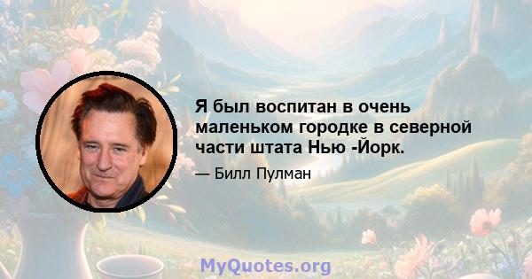 Я был воспитан в очень маленьком городке в северной части штата Нью -Йорк.