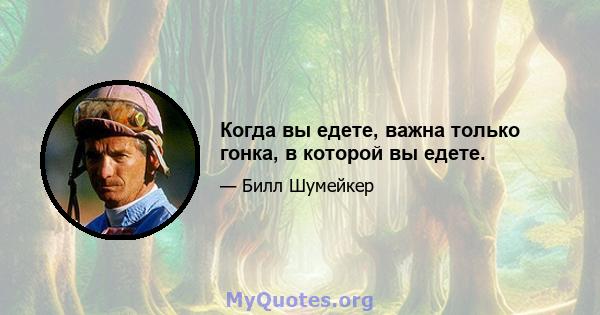 Когда вы едете, важна только гонка, в которой вы едете.