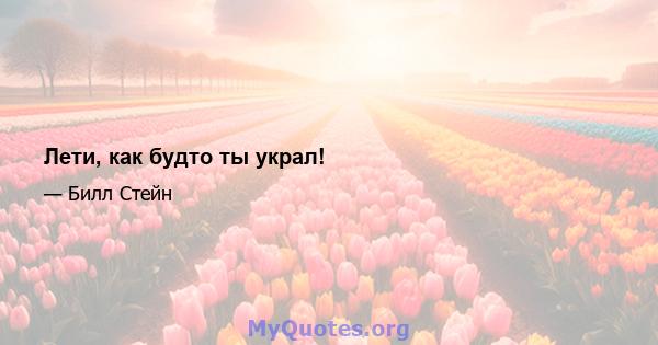 Лети, как будто ты украл!