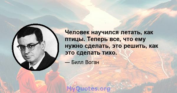 Человек научился летать, как птицы. Теперь все, что ему нужно сделать, это решить, как это сделать тихо.