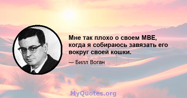 Мне так плохо о своем MBE, когда я собираюсь завязать его вокруг своей кошки.