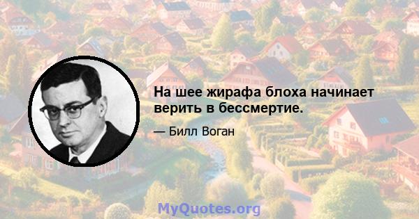 На шее жирафа блоха начинает верить в бессмертие.