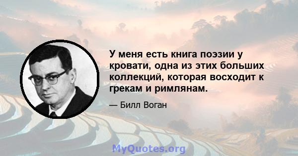 У меня есть книга поэзии у кровати, одна из этих больших коллекций, которая восходит к грекам и римлянам.