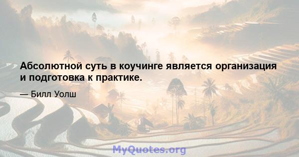 Абсолютной суть в коучинге является организация и подготовка к практике.