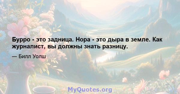 Бурро - это задница. Нора - это дыра в земле. Как журналист, вы должны знать разницу.