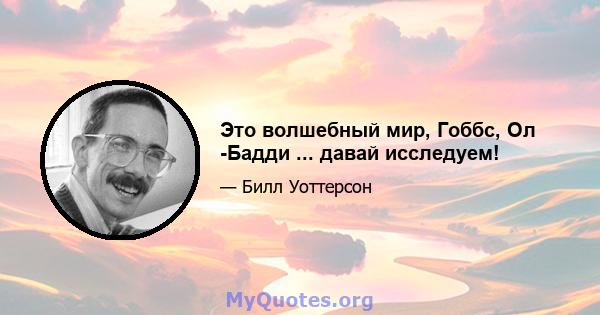 Это волшебный мир, Гоббс, Ол -Бадди ... давай исследуем!