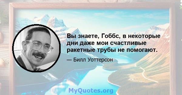 Вы знаете, Гоббс, в некоторые дни даже мои счастливые ракетные трубы не помогают.