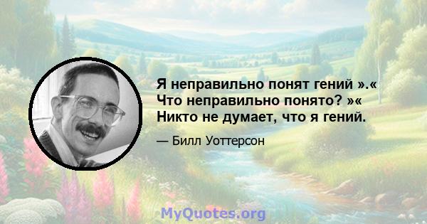 Я неправильно понят гений ».« Что неправильно понято? »« Никто не думает, что я гений.