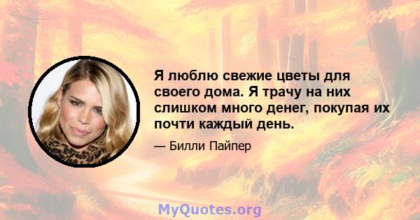 Я люблю свежие цветы для своего дома. Я трачу на них слишком много денег, покупая их почти каждый день.