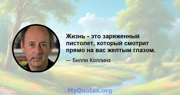 Жизнь - это заряженный пистолет, который смотрит прямо на вас желтым глазом.