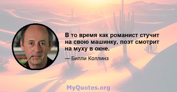 В то время как романист стучит на свою машинку, поэт смотрит на муху в окне.