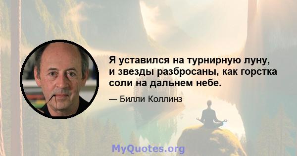 Я уставился на турнирную луну, и звезды разбросаны, как горстка соли на дальнем небе.