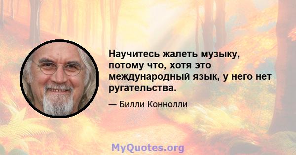 Научитесь жалеть музыку, потому что, хотя это международный язык, у него нет ругательства.