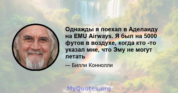 Однажды я поехал в Аделаиду ​​на EMU Airways. Я был на 5000 футов в воздухе, когда кто -то указал мне, что Эму не могут летать