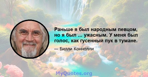 Раньше я был народным певцом, но я был ... ужасным. У меня был голос, как гусенный пук в тумане.