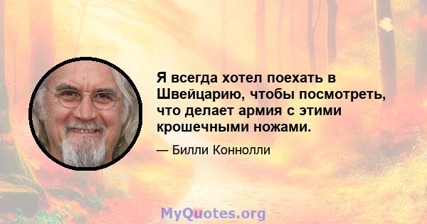 Я всегда хотел поехать в Швейцарию, чтобы посмотреть, что делает армия с этими крошечными ножами.