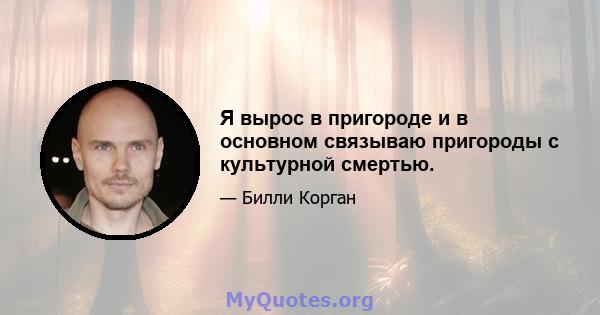 Я вырос в пригороде и в основном связываю пригороды с культурной смертью.