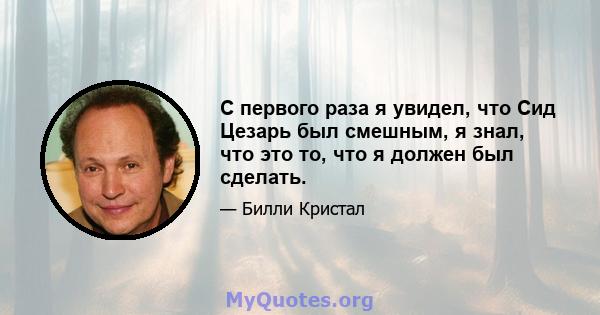 С первого раза я увидел, что Сид Цезарь был смешным, я знал, что это то, что я должен был сделать.